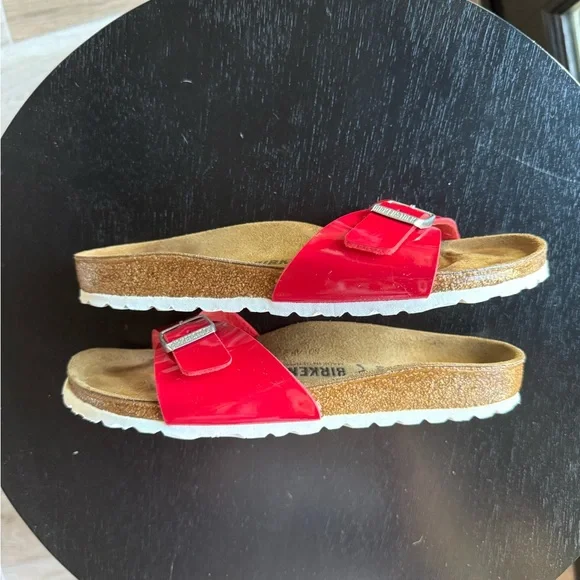 Birkenstock Red Sandals with Cork Footbed and Adjustable Buckle - Picture 3 of 8